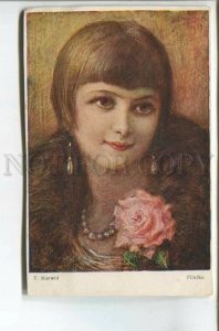 478069 MARWID Filutka FASHION Belle Girl Shingle bob Vintage postcard POLAND