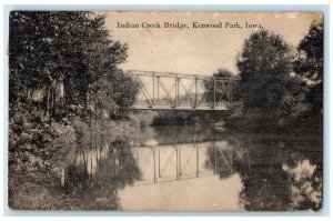 1911 Indian Creek Bridge Kenwood Park Cedar Rapids Iowa IA Posted Trees Postcard