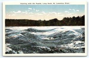 c1910 MONTREAL ST LAWRENCE RIVER LONG SAULT RUNNING RAPIDS VALENTINE P1769