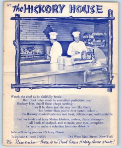 1949 New York City Postcard Steak  Sea Food Hickory House Restaurant Fold Out