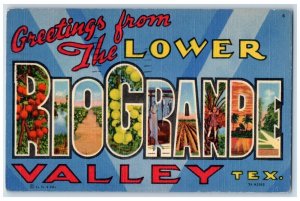 1952 Greetings From The Lower Rio Grande Valley Texas TX, Large Letters Postcard 