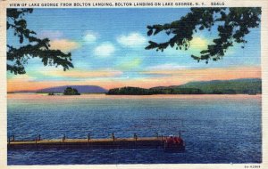 VINTAGE POSTCARD VIEW OF LAKE GEORGE BOLTON LANDING LAKE GEORGE NEW YORK c. 1945