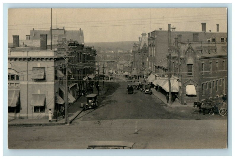 c1910's Main Street Belfast Antique Cars Maine RPPC Photo Postcard 