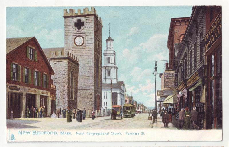 P238 JL tucks postcard new bedford ma view street scene