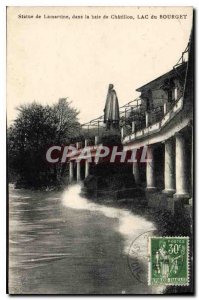 Postcard Old Statue Lamartine in the Bay of Chatillon Lake Bourget