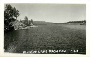 RPPC Postcard 5143 Big Bear Lake from Dam, San Bernardino Mountains CA