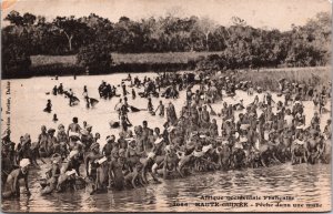 Upper Guinea Haute Guinee Peche Dans Une Marc Vintage Postcard C092