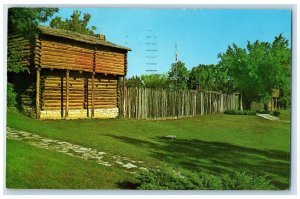 1960 Old Fort Harrod Pioneer Memorial State Log Cabin Harrodsburg KY Postcard