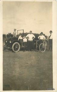 Automobile Bicycle Group Photo C-1910 RPPC Real photo postcard 6637