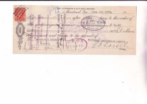 Cheque, Bank of Commerce, 1933, Pictorial Underware, Montreal, Quebec, Stamp