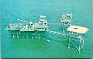 Postcard LA oil rig Gulf of Mexico - Humble Oil and Refining Company