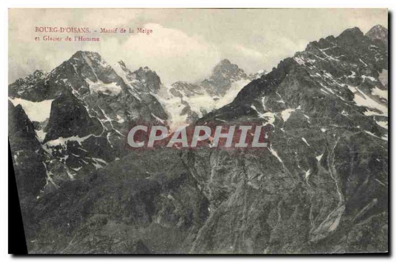 Old Postcard Bourg d'Oisans range of Meige and Glacier Man