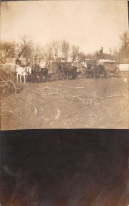 Piper City Illinois Horse Wagons Farming Scene Real Photo Postcard AA67015