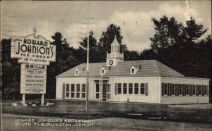 Burlington Vermont VT Restaurant c1940s Postcard