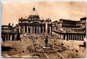 VINTAGE CONTINENTAL SIZE POSTCARD REAL PHOTO ST PETER'S BASILICA ROME ITALY 1950