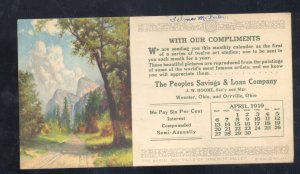 WOOSTER OHIO ORRVILLE PEOPLE SAVINGS & LOAN CALENDAR ADVERTISING INK BLOTTER '19