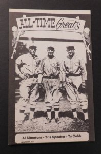 Mint USA Postcard All Time Greats Baseball Al Simmons Tris Speaker Ty Cobb RPPC