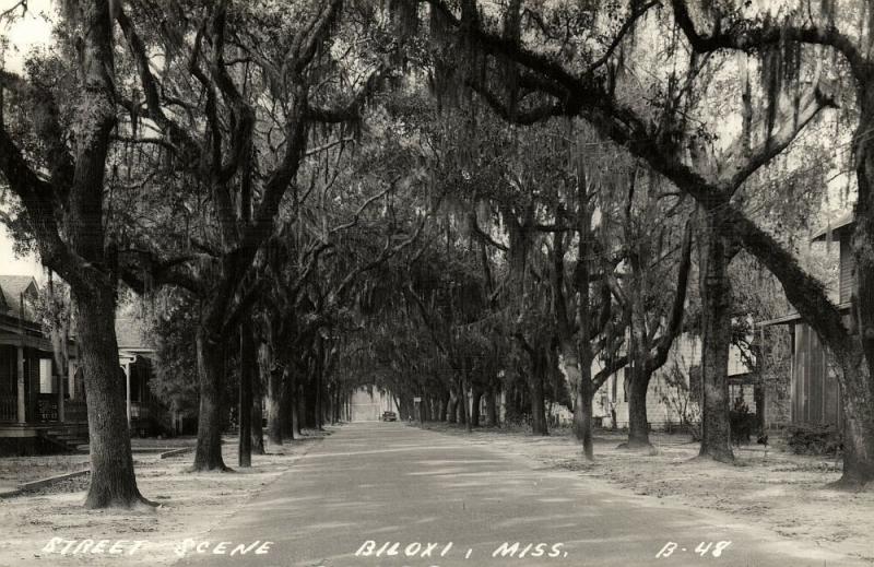 Biloxi, Miss., Street Scene (1940s) RPPC