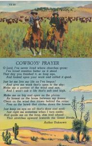 Cowboys Prayer - Author Unknown - Western - Horses - Linen