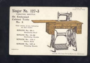 1914 SINGER SEWING MACHINE NO. 127-3 SWITZERLAND VINTAGE ADVERTISING POSTCARD