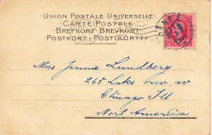 En Glad Påsk!-1908 Swedish Easter Postcard Hot Air Balloon Chicks Gnomes Posted