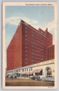 Postcard Portland Maine ME Eastland Hotel Cars 1943 Linen View