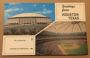 VINTAGE  POSTCARD 1969 USED GREETINGS FROM HOUSTON TEXAS, ASTRODOME