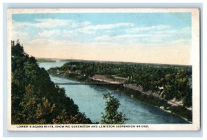 c1920 Lower Niagara River Showing Queenston And Lewiston Suspennsion Bridge F76E