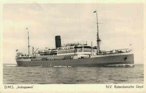 D.M.S. Indrapoera N.V. Rotterdamsche Lloyd Steamship Vintage RPPC 07.48