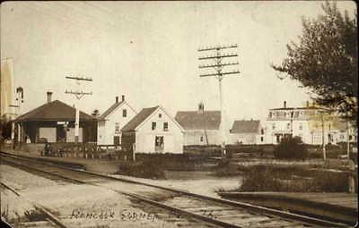 Hancock Corner ME Maine RR Train Station & Homes c1910 Re...