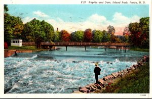 North Dakota Fargo Island Park Rapids and Dam 1939 Curteich