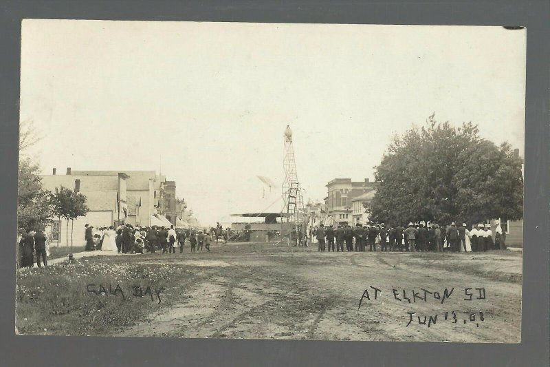 Elkton SOUTH DAKOTA RPPC 1908 CIRCUS Carnival MERRY GO ROUND Acrobat GIANT BALL 