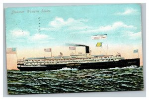 Vintage 1909 Postcard Steamer Western States Detroit & Buffalo Line Great Lakes
