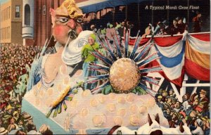 VINTAGE POSTCARD MARDIS GRAS FLOAT NEW ORLEANS LOUISIANA 1940's LINEN