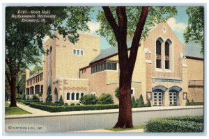 1942 Scott Hall Northwestern University Building View Evanston Illinois Postcard