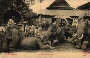 PC ELEPHANTS AU REPOS LAOS INDOCHINA (a37836)