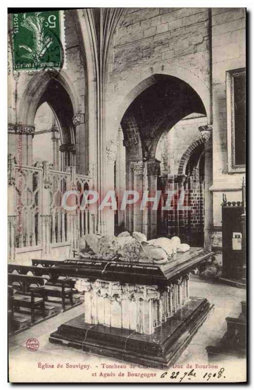 Postcard Old Church Vichy Souvigny Tomb of Charles 1st Duke of Bourbon and Ag...