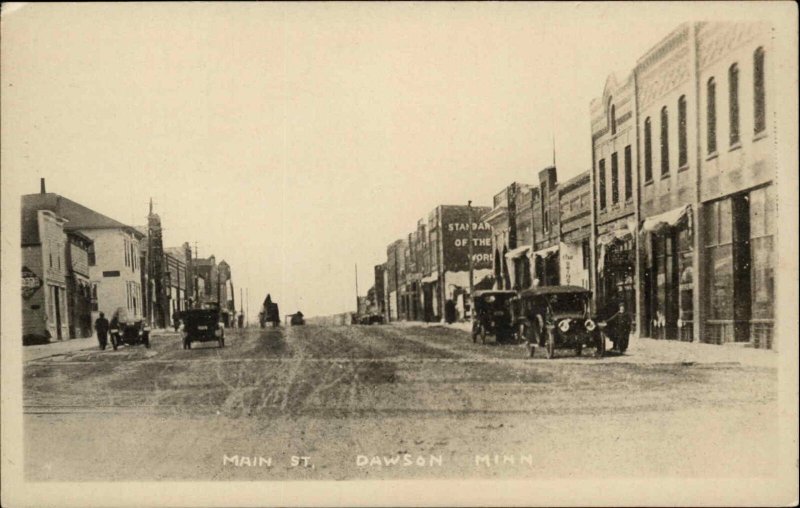 Dawson MN Minnesota Main St. c1910 Real Photo Postcard