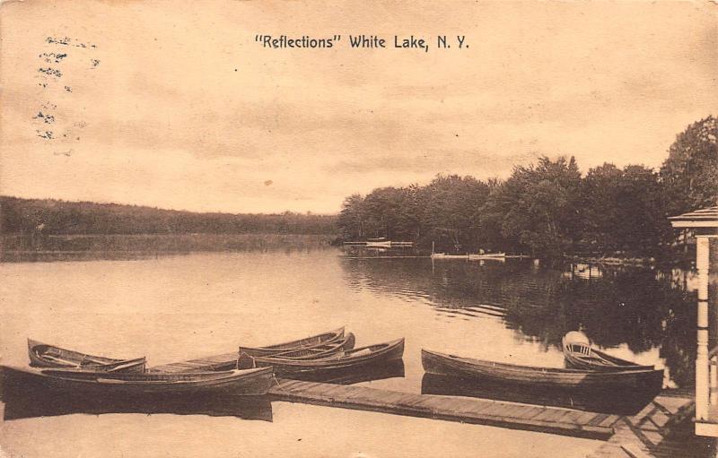 Reflections, White Lake, New York, Postcard, Used in North White Lake 1914