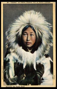 1942 Obleka Eskimo Woman in Parka Inuit or Yubik Indigenous American Postcard