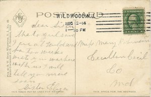 1914 RARE ANTIQUE Postcard - Stores Around the Casino Block in Wildwood NJ