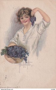 AS: Fidler; Young Girl holding basket of Grapes, PU-1914