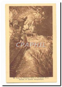 Well of Padirac Old Postcard the great Dome Staircase and waterfall stalagmitic