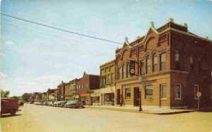 North Lake Avenue Street Scene Cars Phillips Wisconsin 1950s postcard