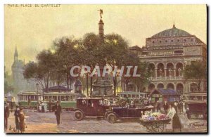 Old Postcard Paris Place Du Chatelet Automotive