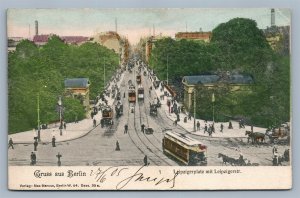 BERLIN GERMANY LEIPZIGERPLATZ ANTIQUE POSTCARD trolley