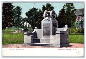 c1905 Soldiers Monument, Cannon, Richfield Springs New York NY Postcard 