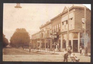 REAL PHOTO WAKARUSA INDIANA DOWNTOWN STREET SCENE STORES