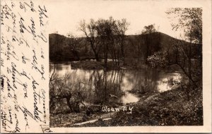 Real Photo Postcard View of Water Lake Pond Stream River Olean, New York