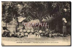 Postcard Old Negro Male Black African colonies Preparation cassava baskets fo...